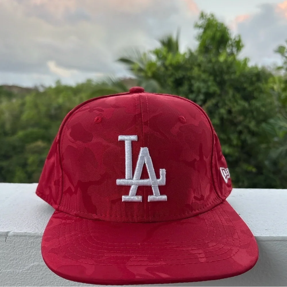 New Era MLB Los Angeles Dodgers Woodland Camo Red SnapBack